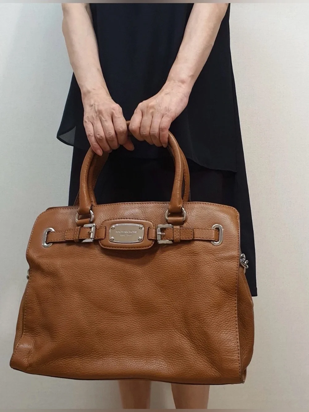 Michael Kors Tan Leather Satchel with Chain Shoulder Strap